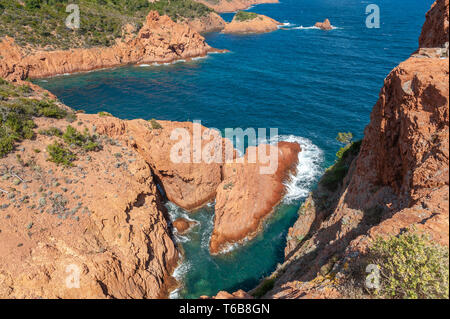 Bay of the Calanque du Petit Caneiret, Antheor, Var, Provence-Alpes-Cote d`Azur, France, Europe Stock Photo